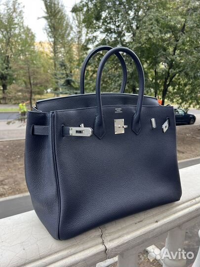 Сумка женская Hermes Birkin 35 blue nuit togo