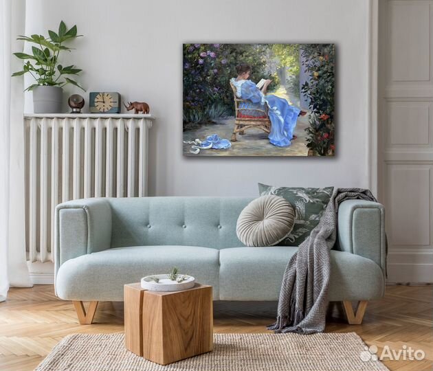 Картина маслом Девушка с книгой в летнем саду