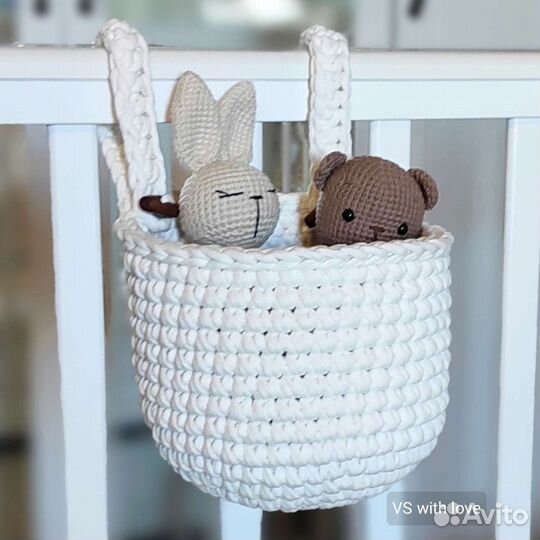 Корзина подвесная вязаная