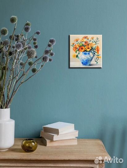Картина маслом с цветами, букет цветов картина