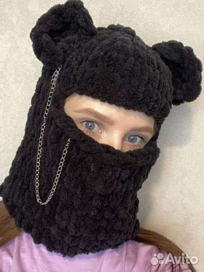 Балаклава вязаная с ушками