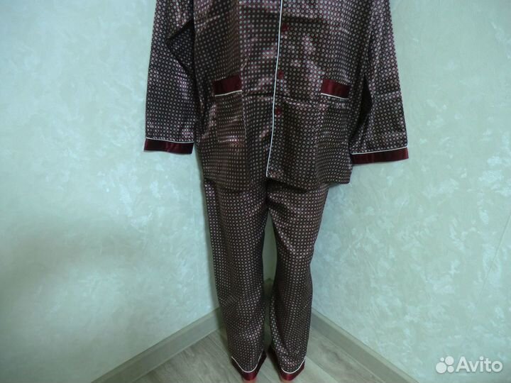 Мужская шелковая атласная пижама