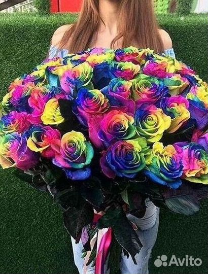 Радужные розы. Букеты Цветы доставка