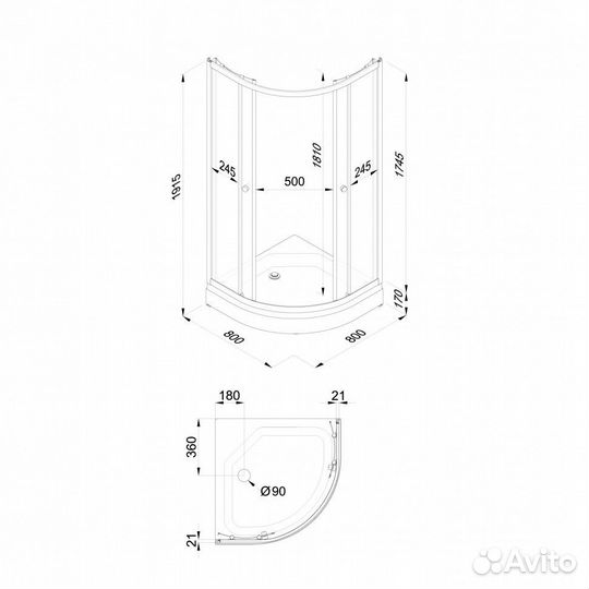 Новая душевая кабина 80х80