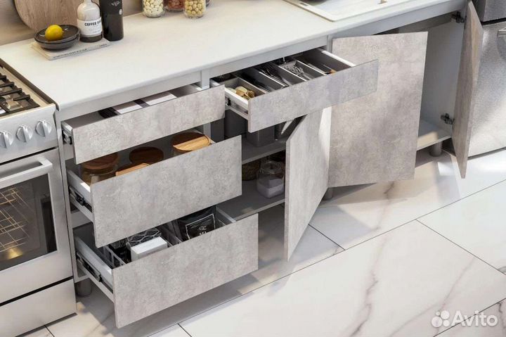 Готовая кухня 2 метра цемент светлый