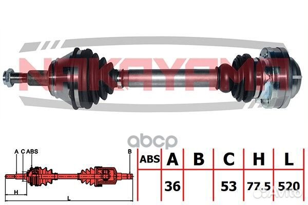 Вал приводной, перед. левый seat leon 99, TOL