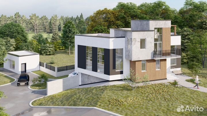 Дизайн - проект фасада дома 3D + расчет материала