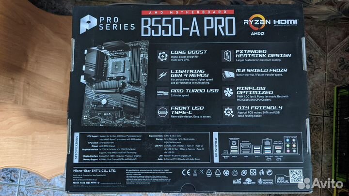 Новая материнская плата MSI B550-A PRO под AM4