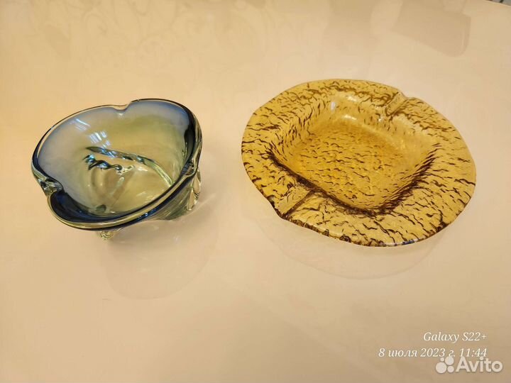 Пепельницы Богемия гутное цветное стекло