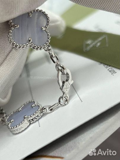 Браслет van cleef alhambra 5 мотивов белое золото