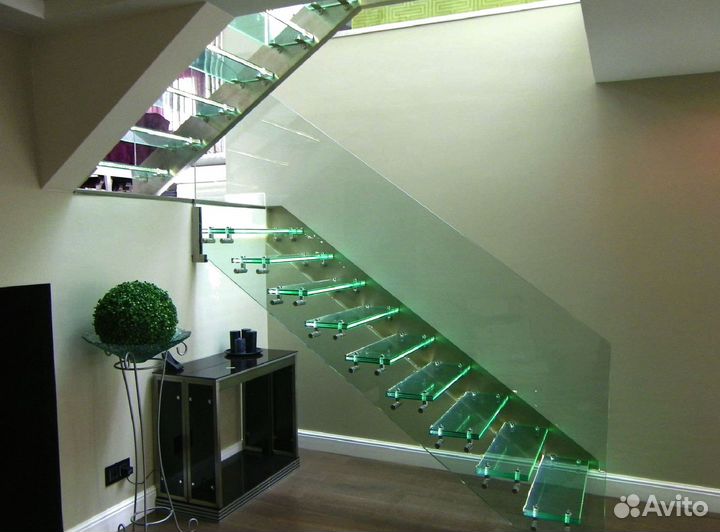 Стеклянные перила для лестниц