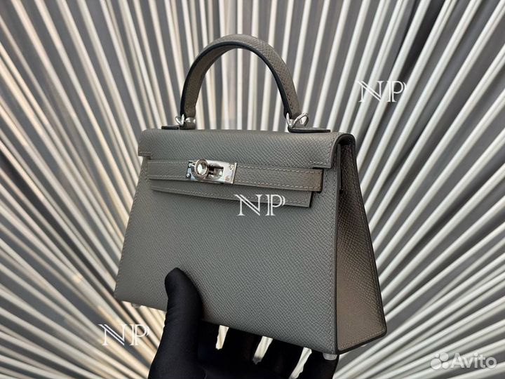 Сумка Hermes Kelly mini серая