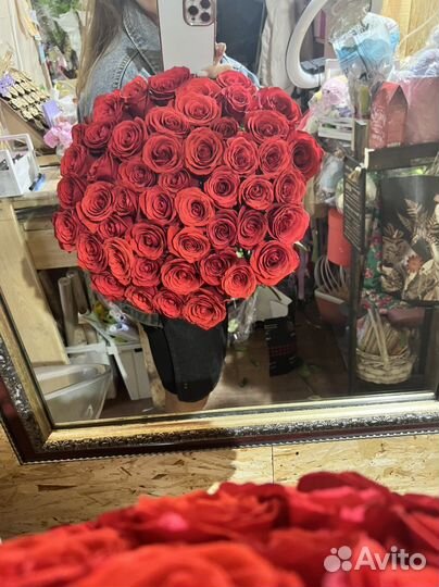 Роза Эквадор букет 25 51 101 большие букеты