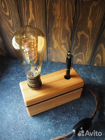 Лампа настольная ретро винтаж из массива ясеня+дуб