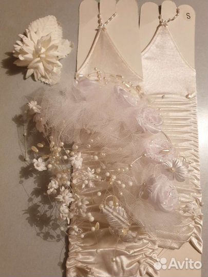 Свадебные аксессуары: диадема, перчатки, бутоньерк