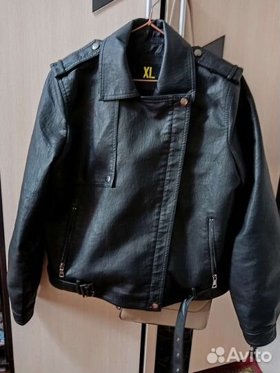 Кожаная куртка косуха оверсайз