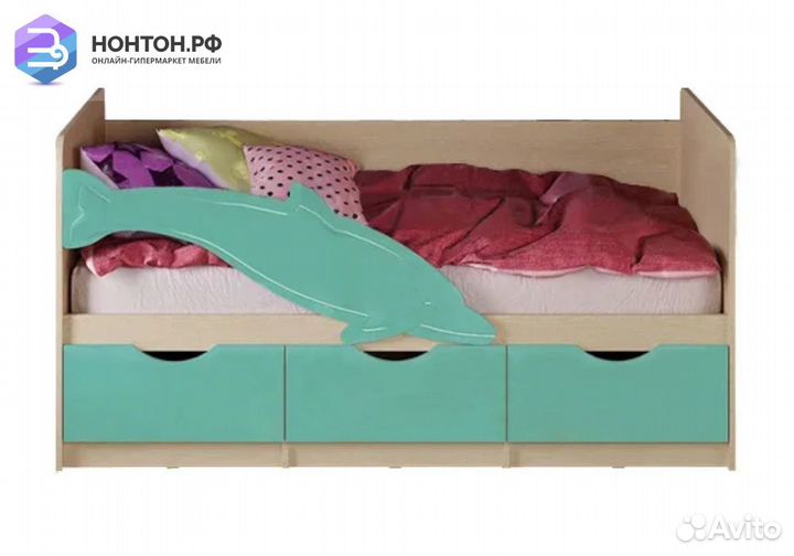 Кровать Дельфин №1 бирюза