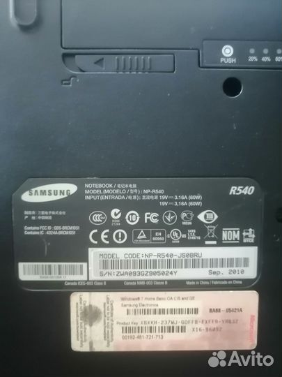 Ноутбук Samsung r540на запчасти