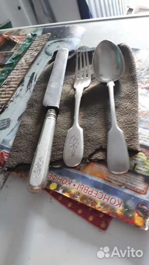 Набор столовых приборов серебро 84 проба