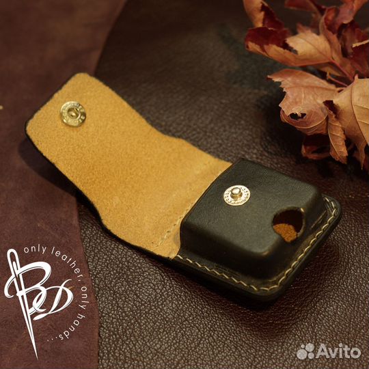 Чехол для пачки сигарет и зажигалки. Кожа