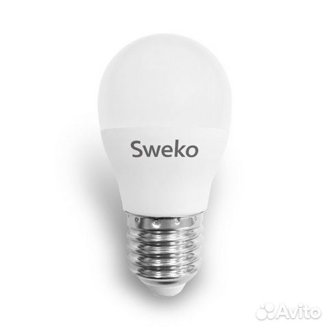 Лампа LED G45 10Вт Е27 6500К Sweko 38747, 5 штук
