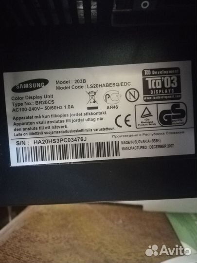 Монитор Samsung syncmaster 203 в