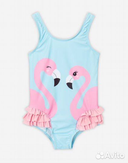 Купальник слитный новый с фламинго