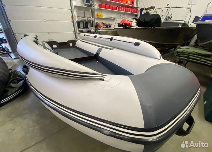 Лодка пвх allaska-390 drive LUX серый-темно-серый