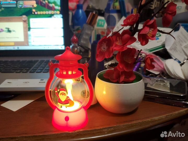 Керосиновая лампа-на батарейки-Новогодняя