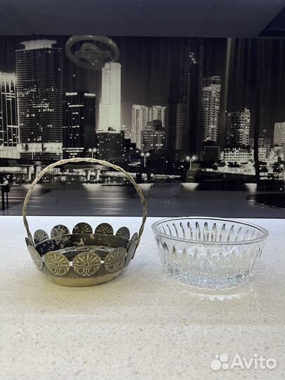 Конфетница корзинка мельхиор СССР