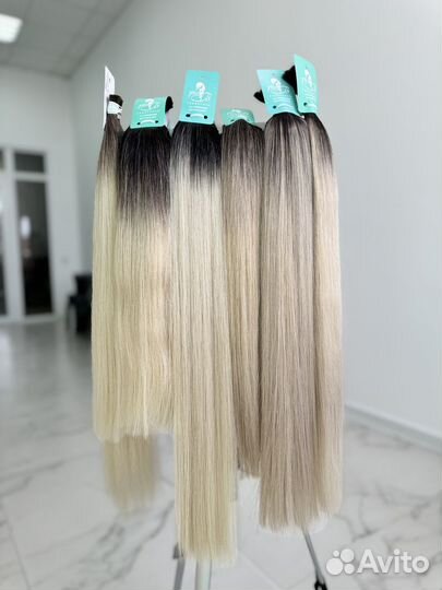 Волосы натуральные для наращивания блонд омбре