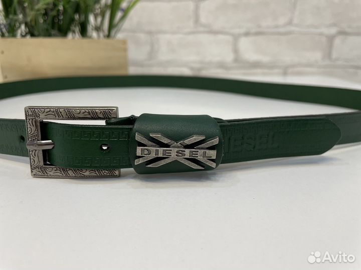 Ремень женский натуральная кожа зеленый