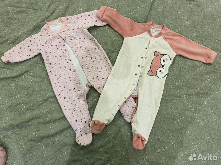 Комбенизон для девочки стеганый и велюровый 68-74