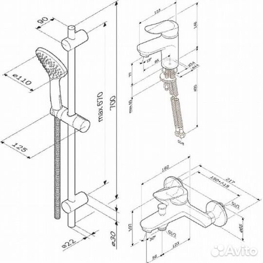 Набор смесителей с душевым гарнитуром Am.Pm Sunny F40985C00