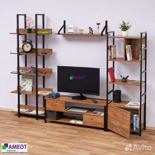 Стеллаж - шкаф с дверью Сусар 4Т на металлокаркасе