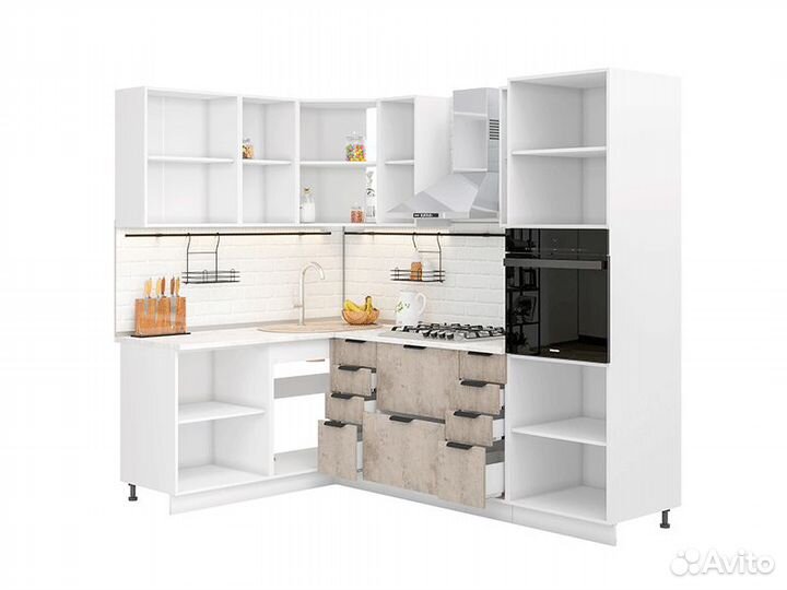 Кухня Норд бел камень беж шв300х2шв400шв600шву600х