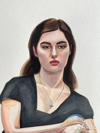 Портрет с натуры цветной рисунок акрилом