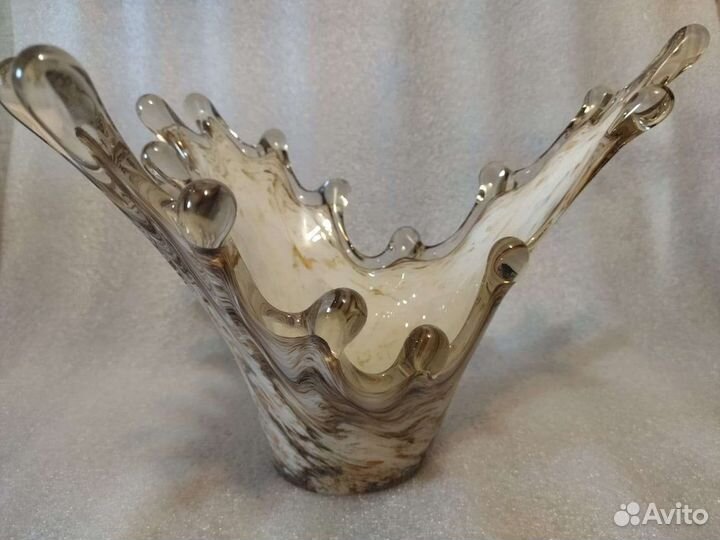 Конфетница ваза коралл цветное стекло