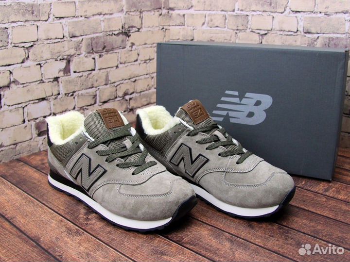 New Balance 574 зимние бежевые с мехом 41-46