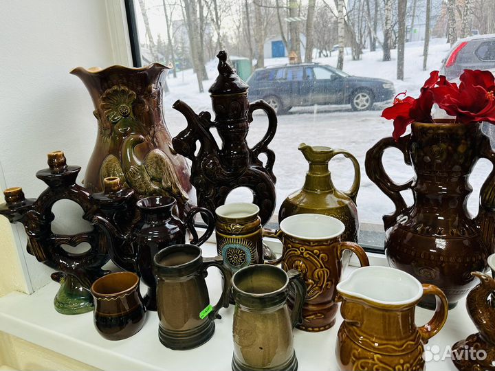 Керамические подсвечники, кувшины