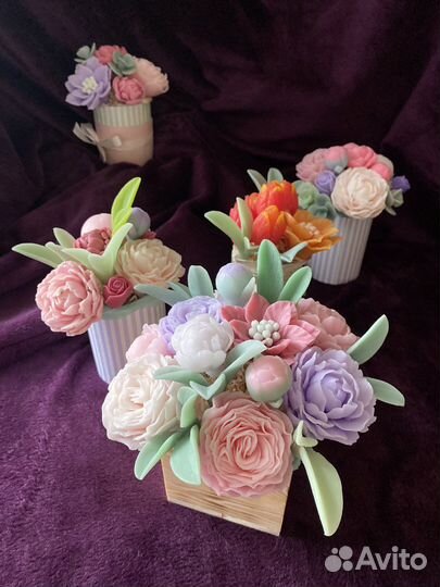 Мыло, ручная работа, цветы