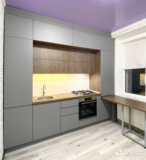 Кухня прямая под потолок на заказ