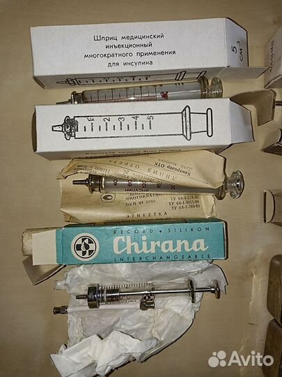 Шприцы стеклянные многоразовые, иглы, стерилизатор