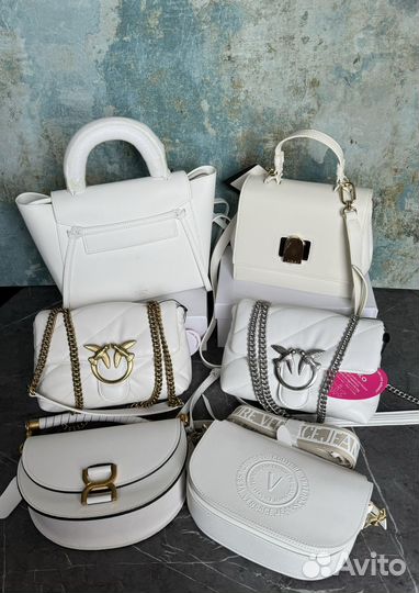 Сумка белая натуральная кожа