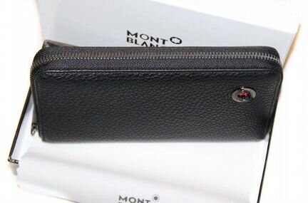 Мужской кожаный клатч портмоне Montblanc black 07