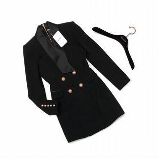 Платье-пиджак Balmain с атласными лацканами