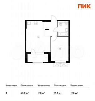 1-к квартира, 43.8 м², 6/33 эт.