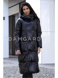Пуховик длинный черный женский зимний