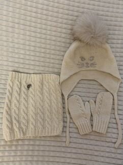 Шапка,снуд, варежки