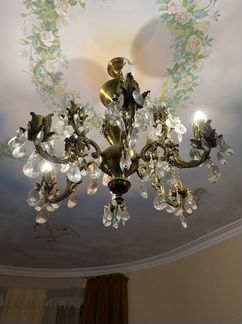 Люстра хрустальная бронзовпя с позолотой